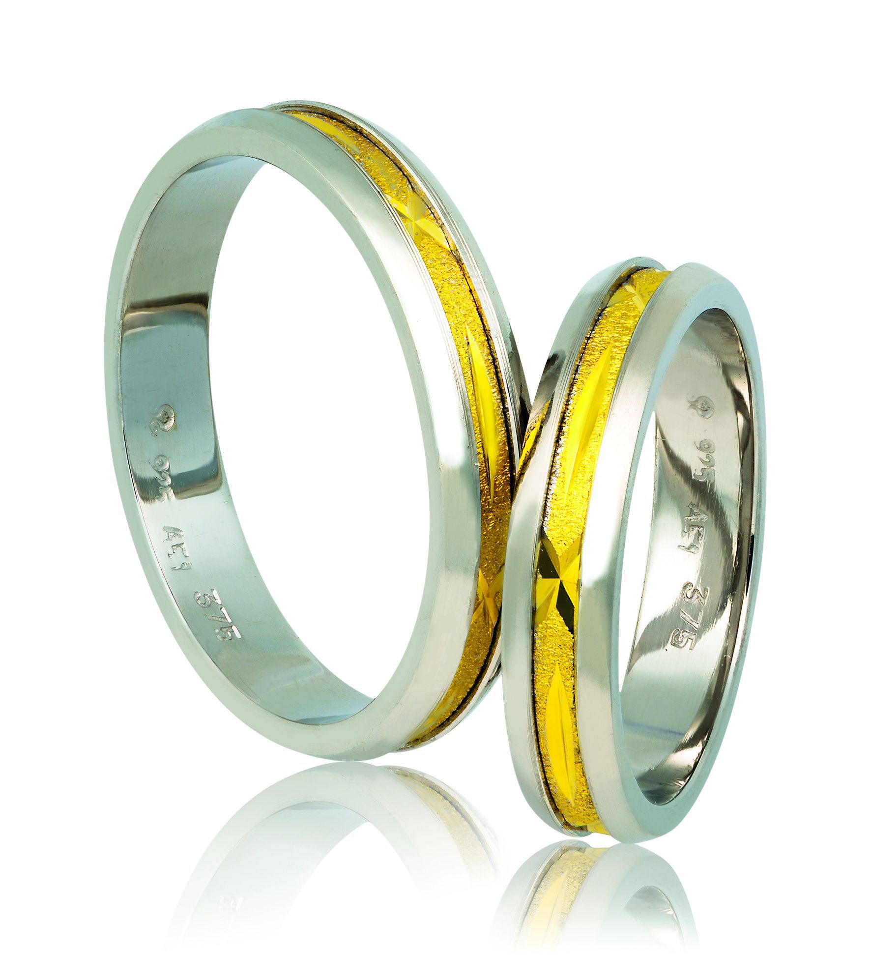 White gold & gold wedding rings 4.3mm (code A719)